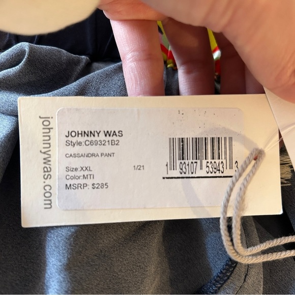 NEW Johnny Was Cassandra Floral Wide-Leg Scallop Tie Elastic Waist Silk Pants - Picture 15 of 17